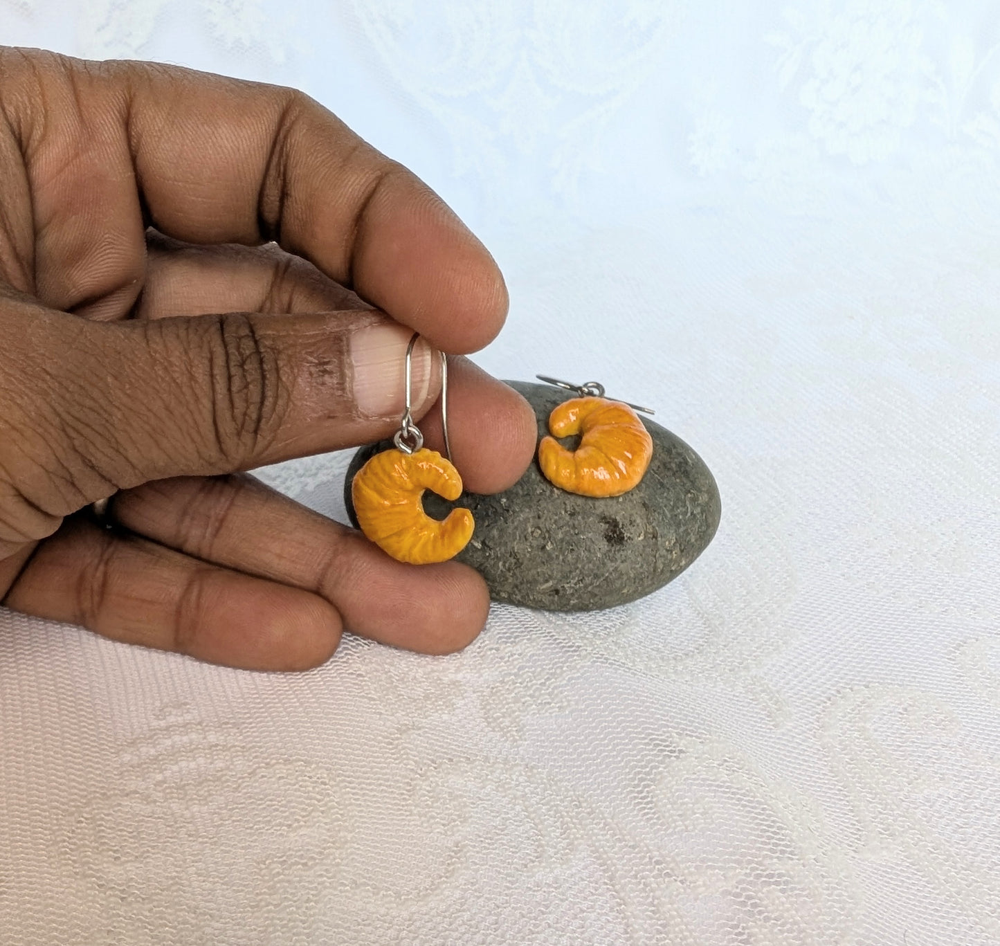 Handmade polymer clay Croissants earrings