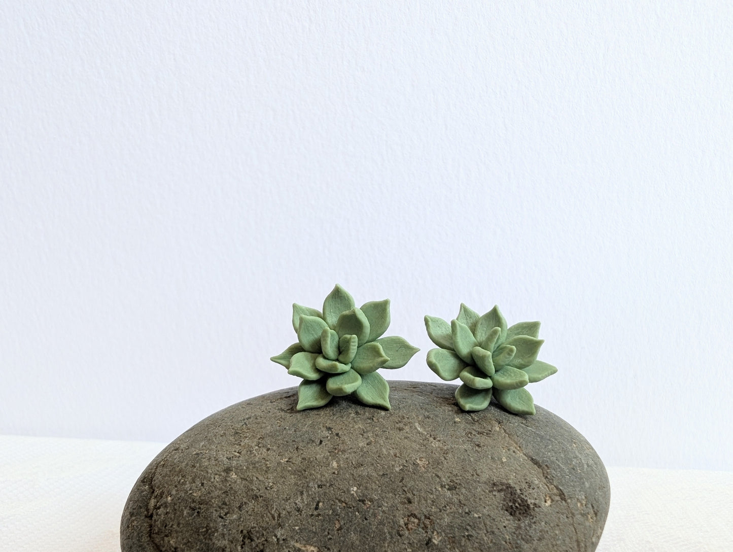 Handmade Polymer Clay Green Succulent Earrings