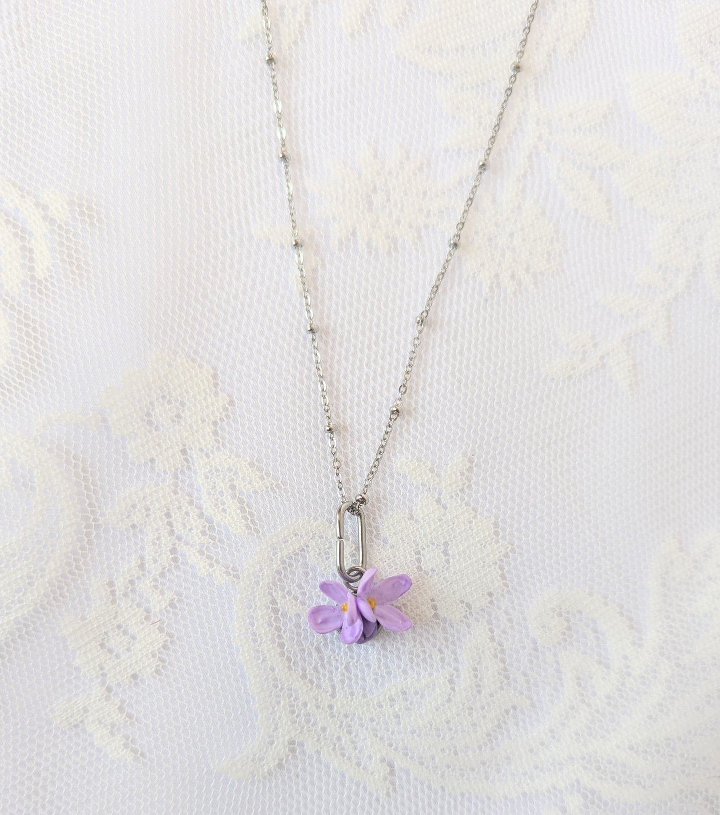 Handmade Polymer Clay Lilac pendant