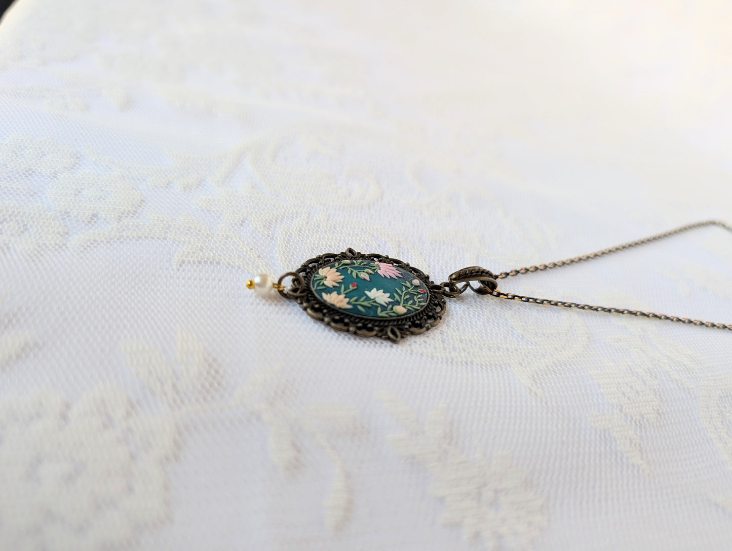 Handmade Polymer Clay Teel pendant