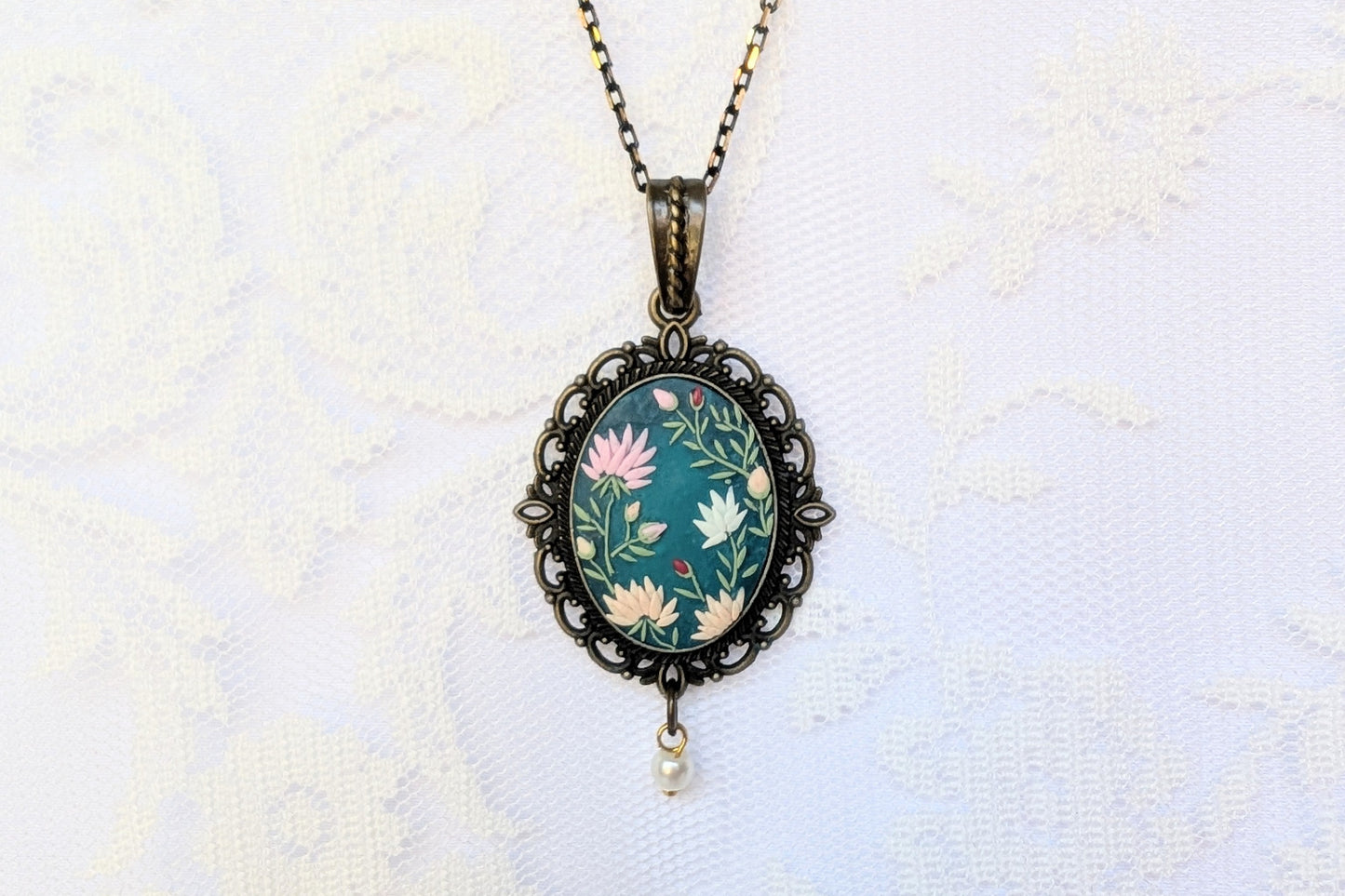 Handmade Polymer Clay Teel pendant