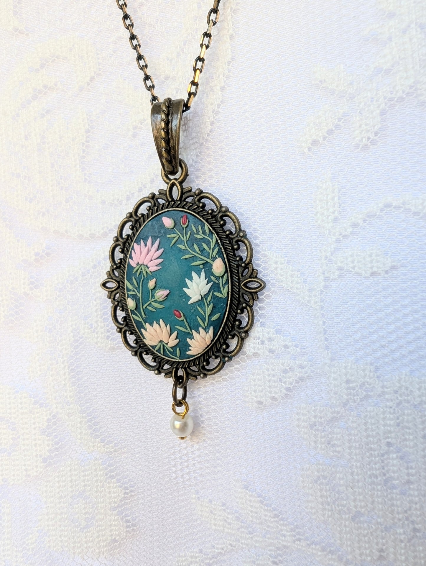 Handmade Polymer Clay Teel pendant