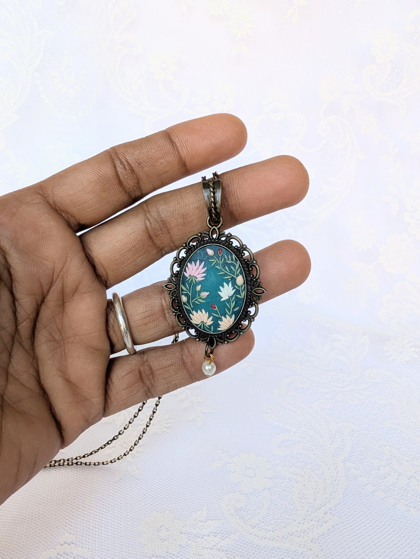 Handmade Polymer Clay Teel pendant