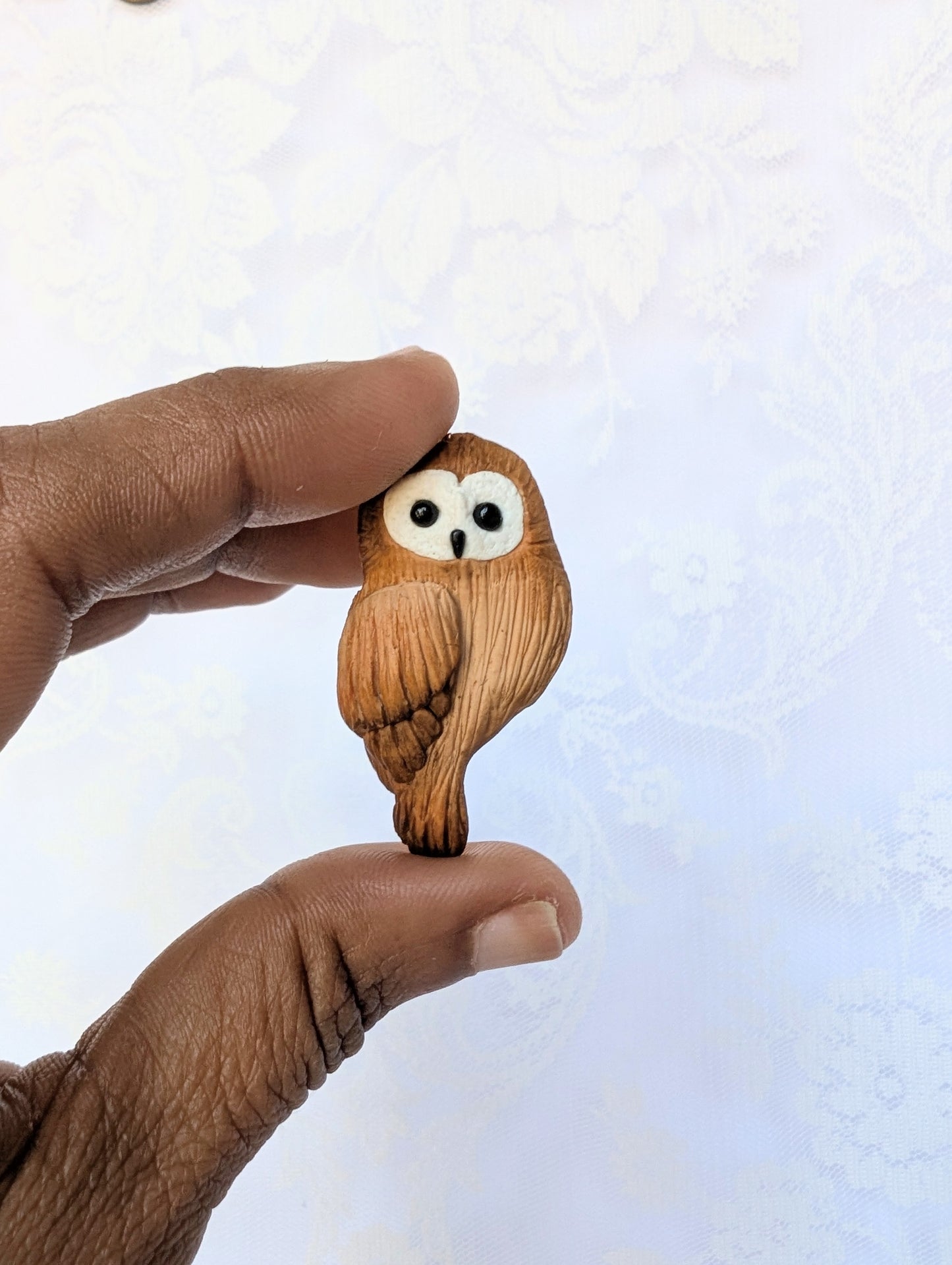 Handmade Polymer Clay Owl Brooch