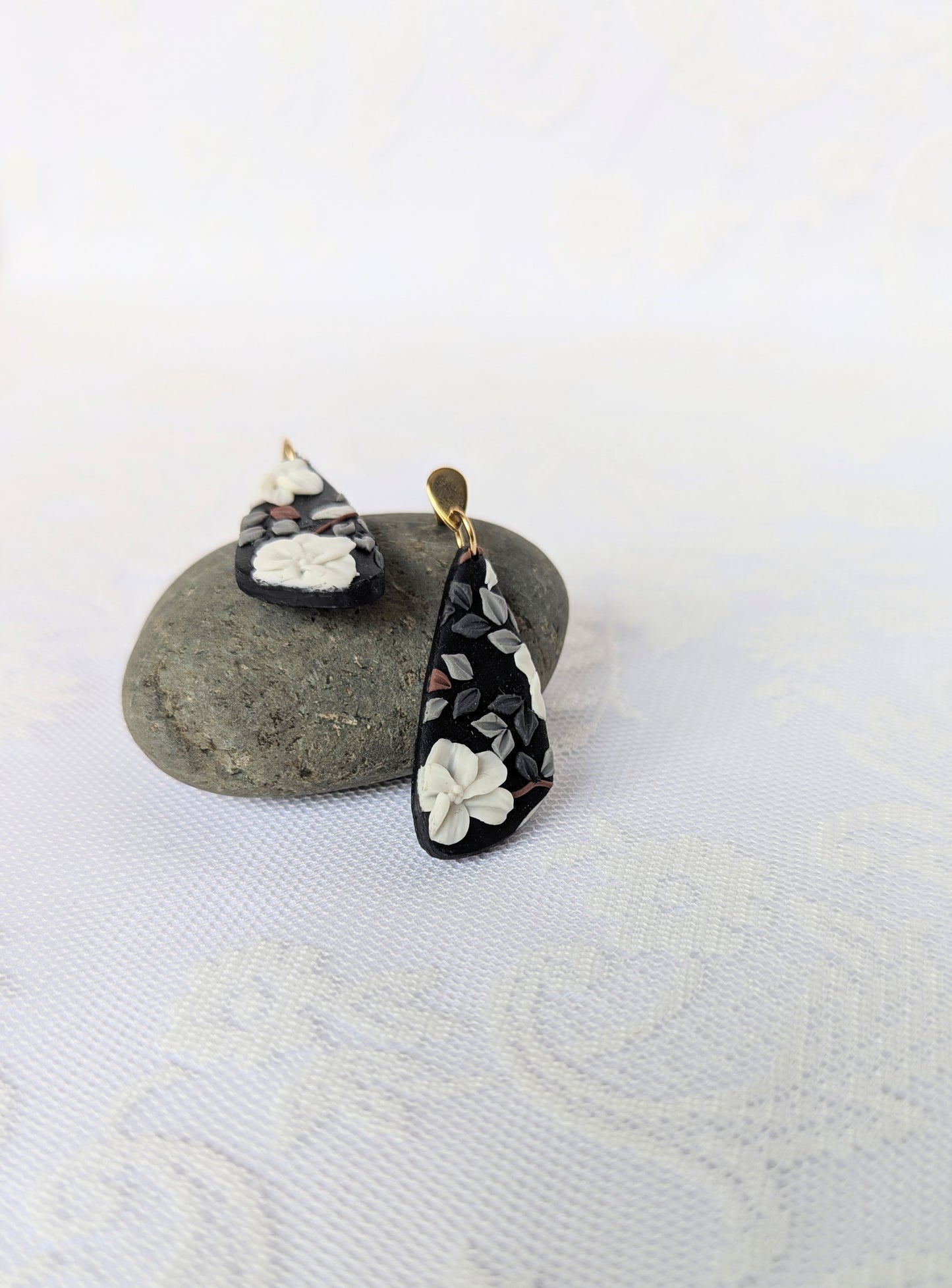 Handmade Black Floral Earrings
