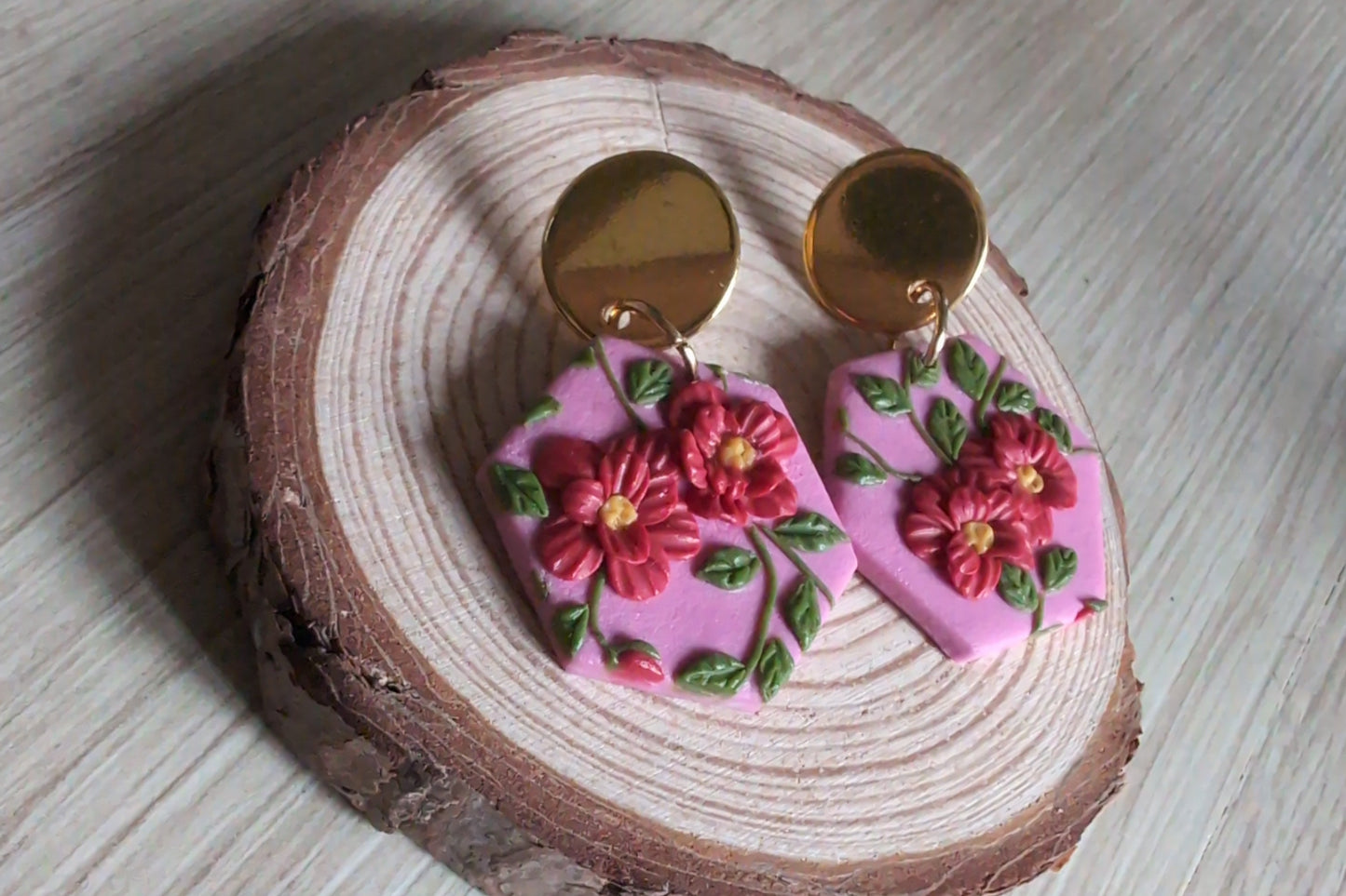 Pink floral Earrings