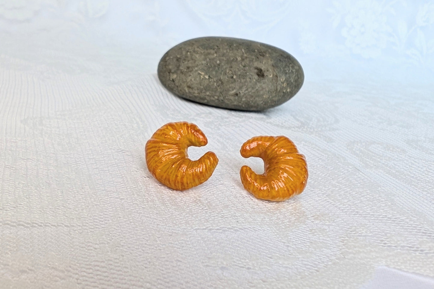 Handmade polymer clay Croissants earrings