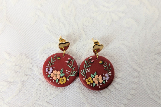 Handmade Red Floral Earrings