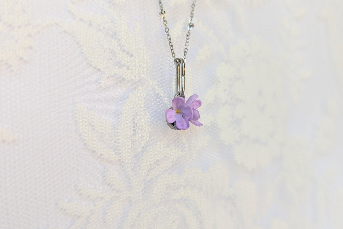Handmade Polymer Clay Lilac pendant