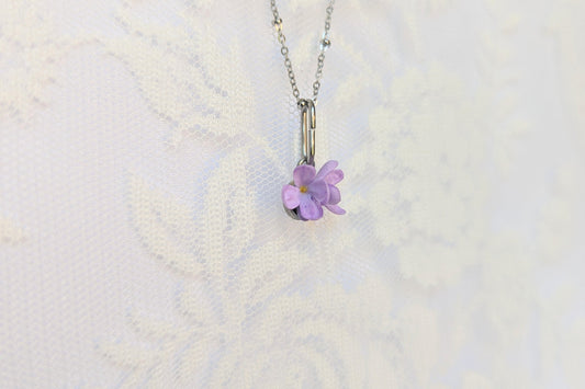 Handmade Polymer Clay Lilac pendant