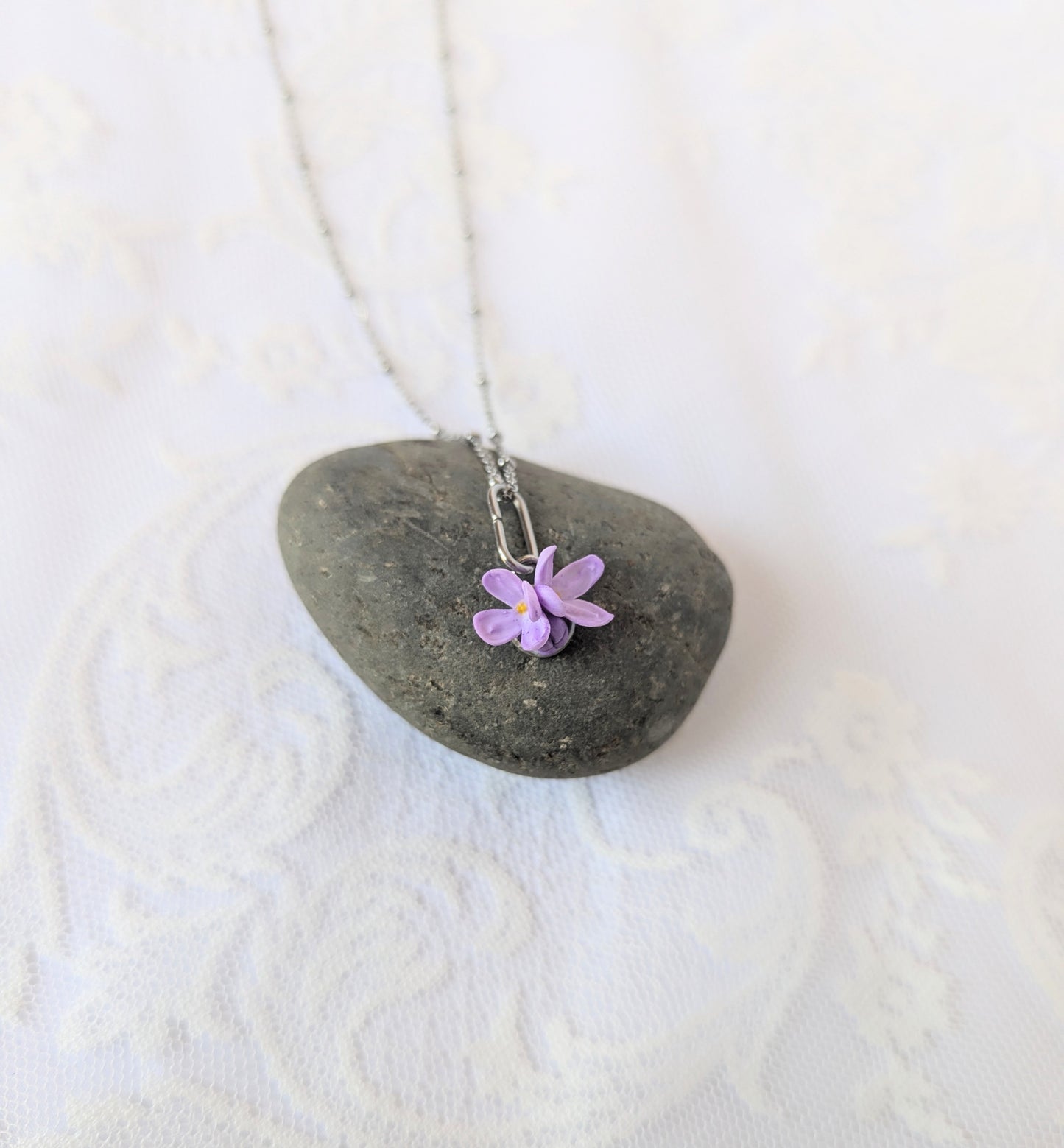 Handmade Polymer Clay Lilac pendant