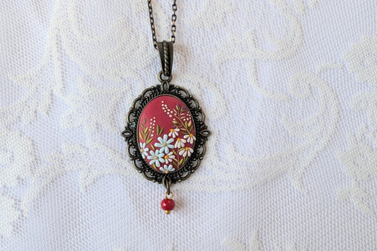 Handmade Polymer Clay Red Pendant