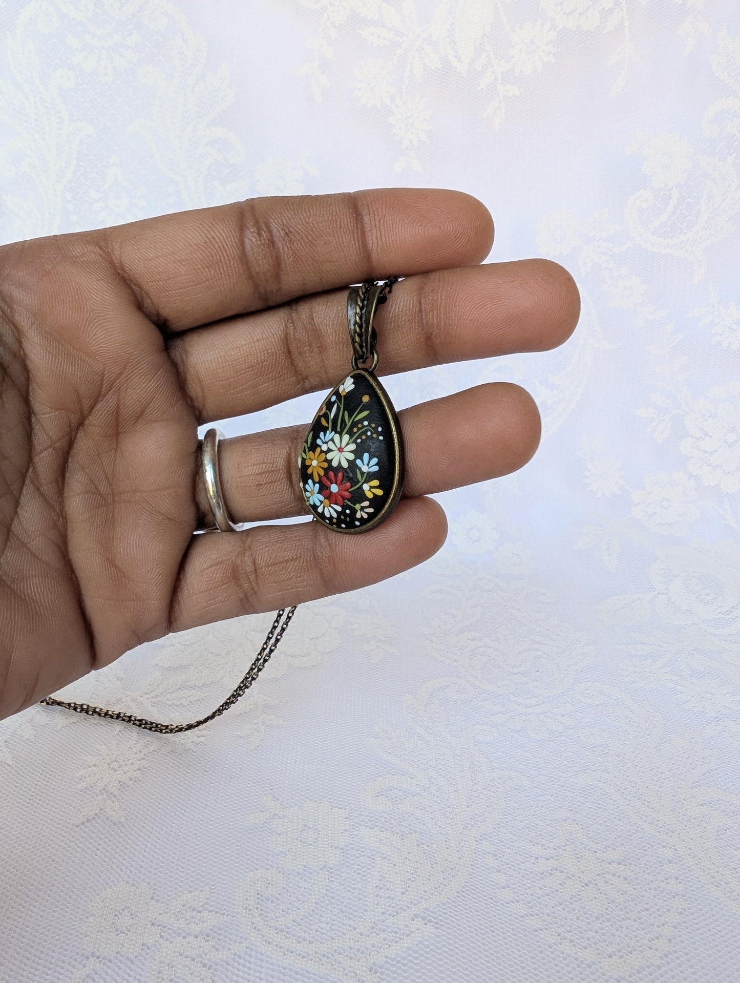 Handmade Polymer Clay Black Pendant