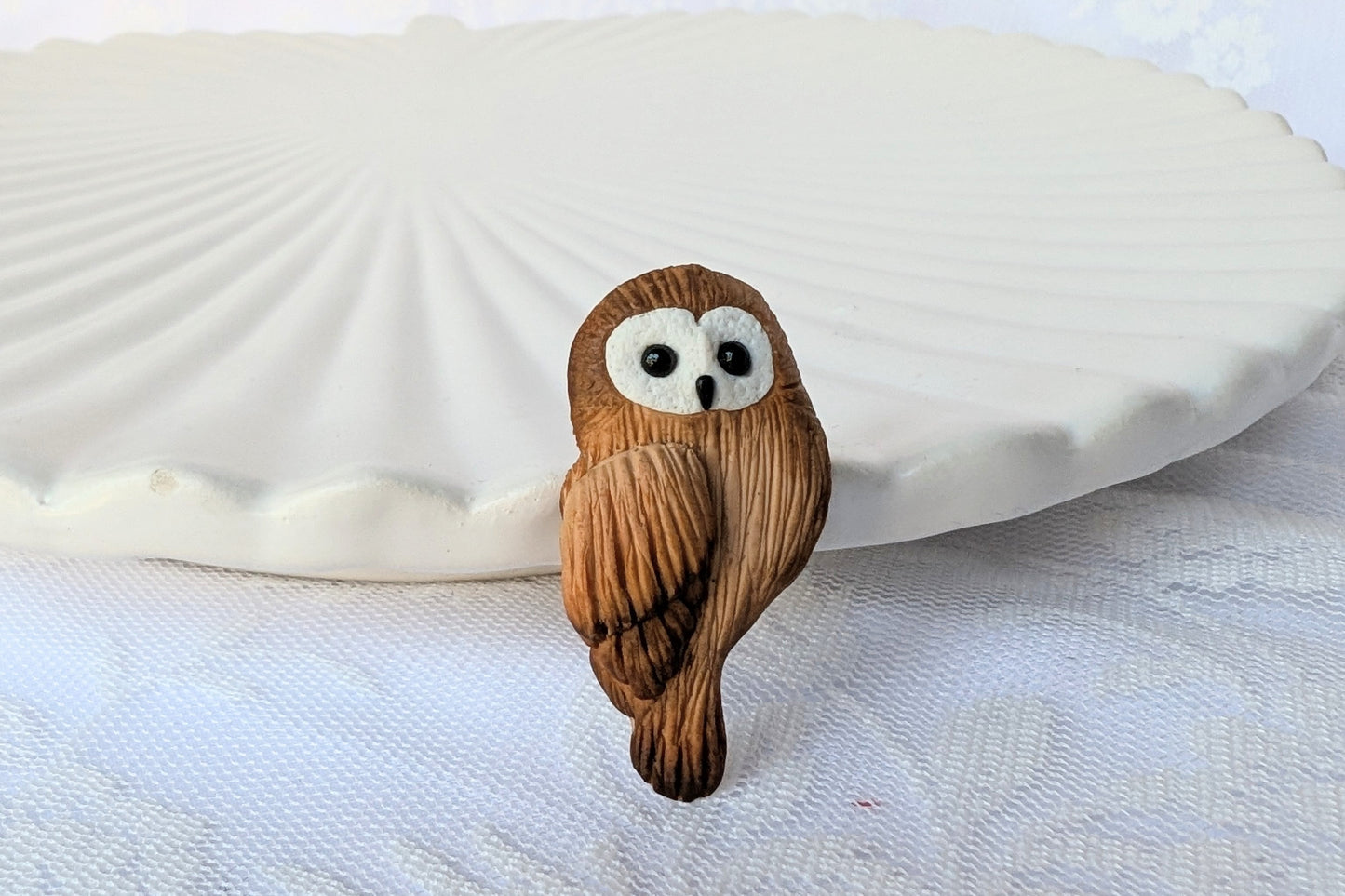 Handmade Polymer Clay Owl Brooch