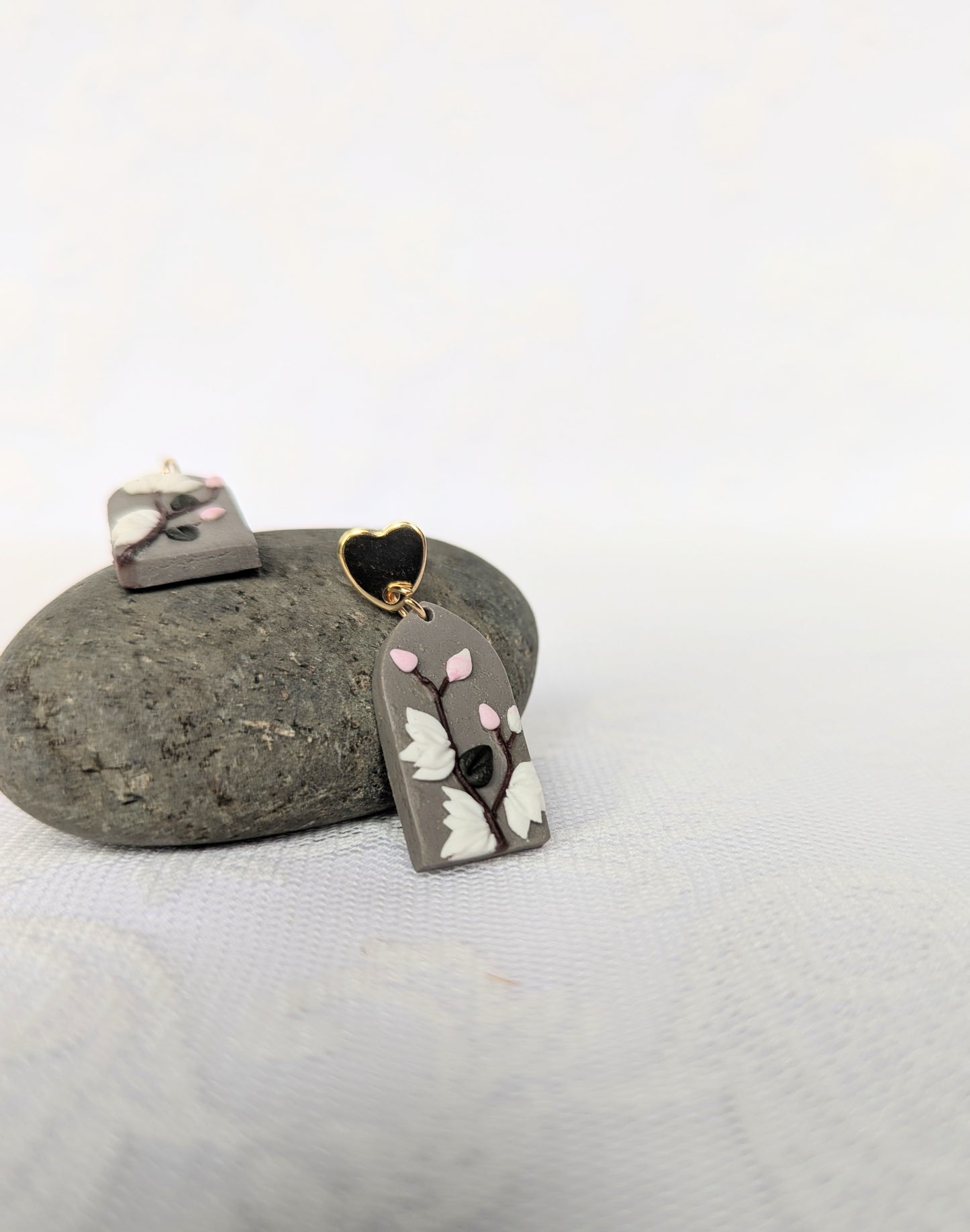 Handmade Floral Earrings on Grey base