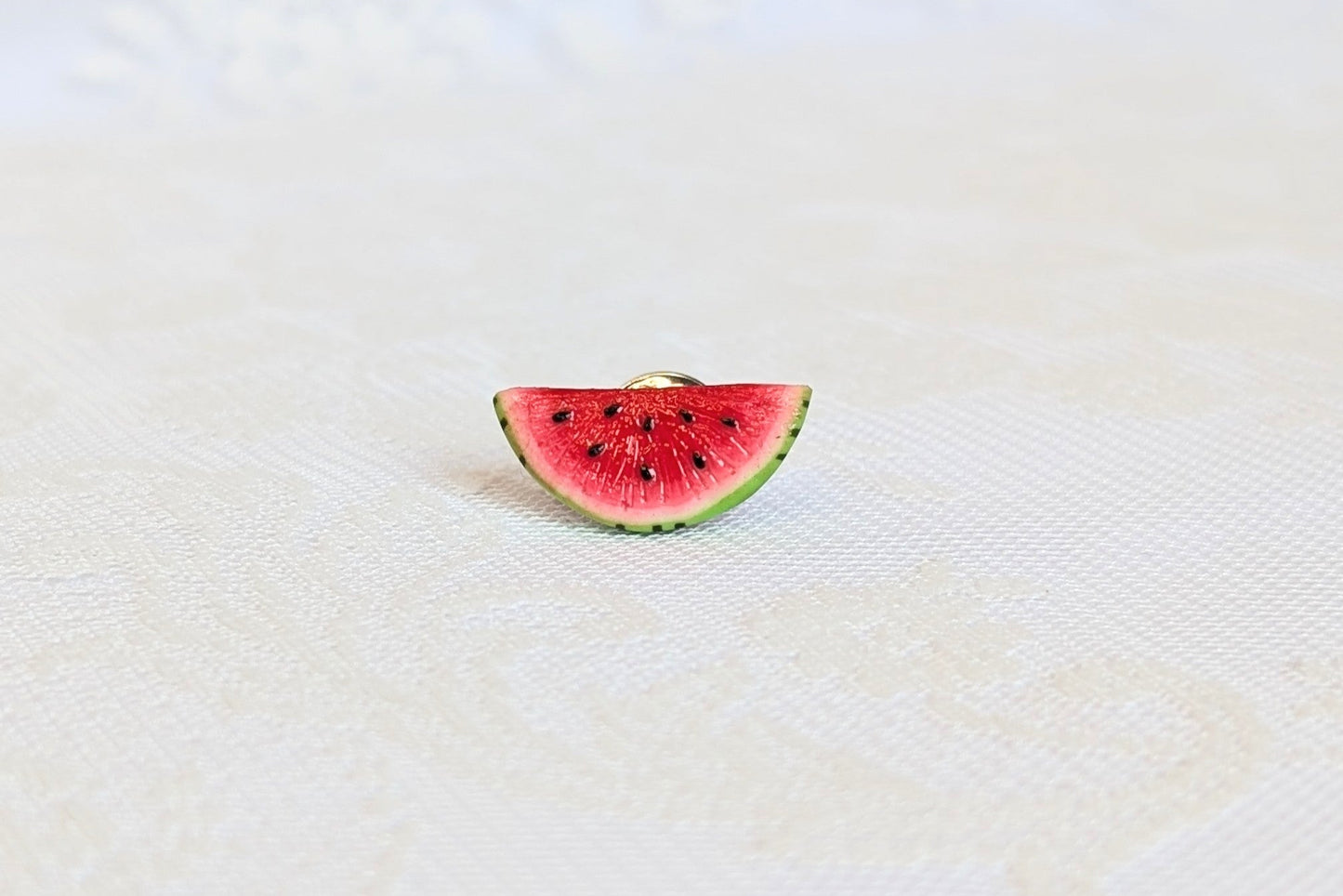 Handmade polymer clay watermelon brooch and ring