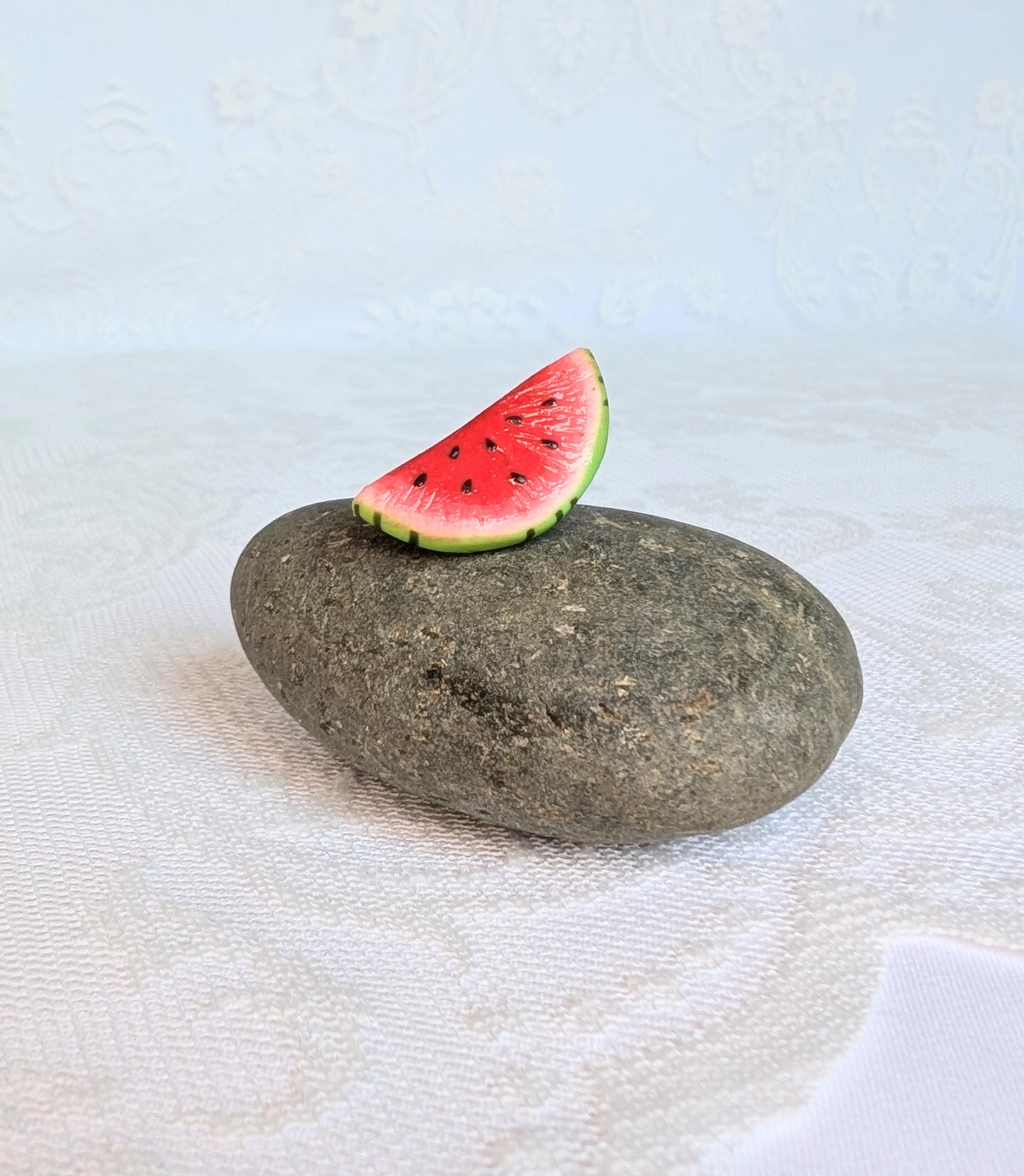 Handmade polymer clay watermelon brooch and ring