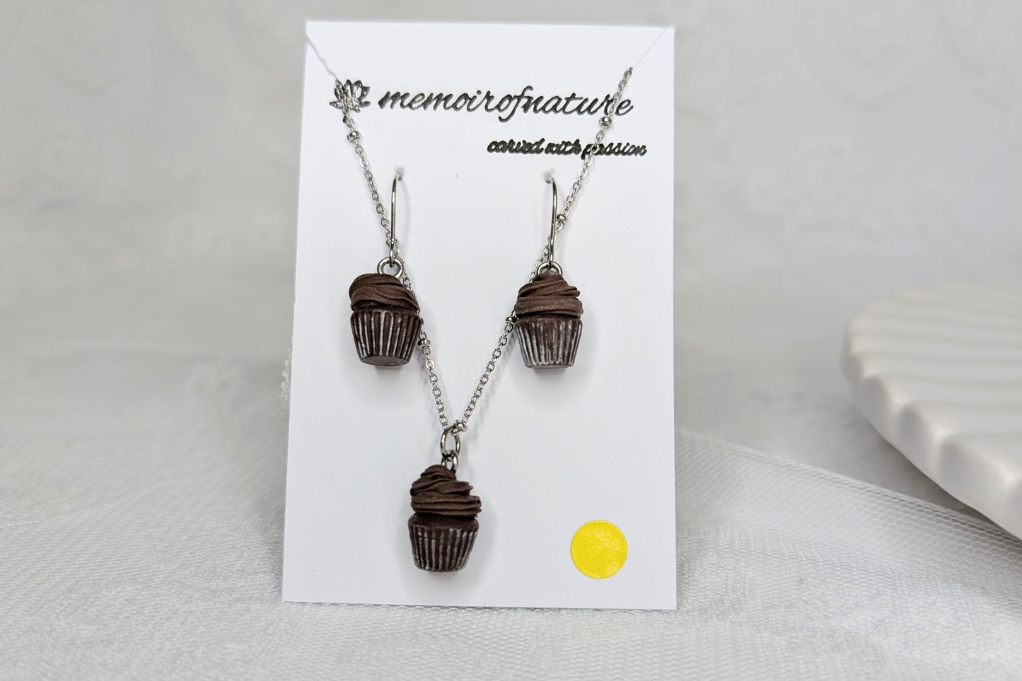 Chocolate Cupcake Necklace & Earrings Set | Cute Food Jewellery Gift for Her (Copy)