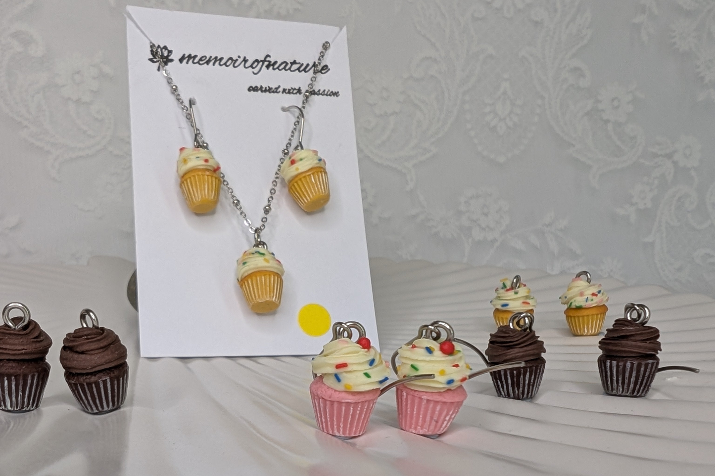 Cupcake Earrings (Yellow, Chocolate, Strawberry)
