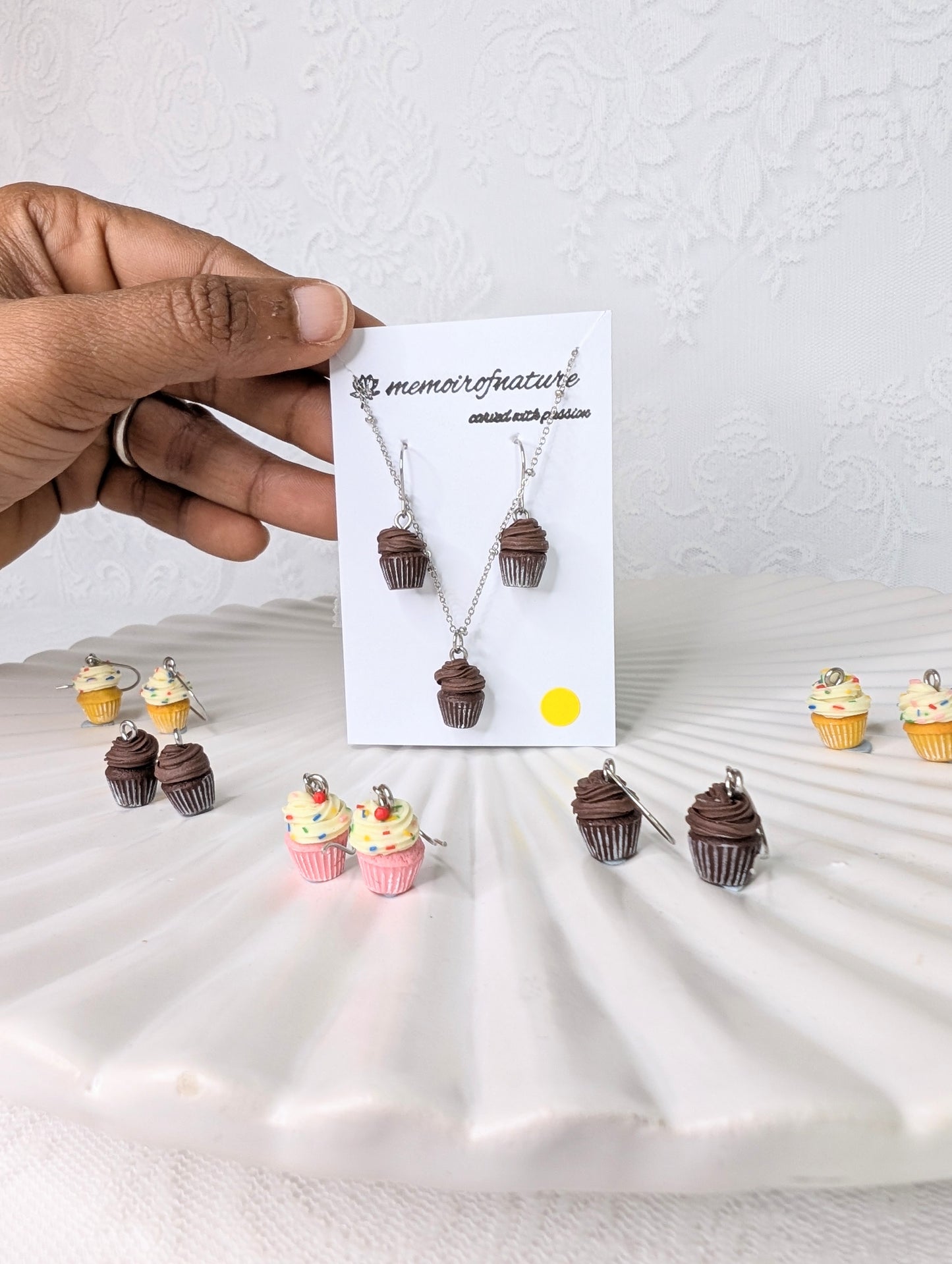 Chocolate Cupcake Necklace & Earrings Set | Cute Food Jewellery Gift for Her (Copy)