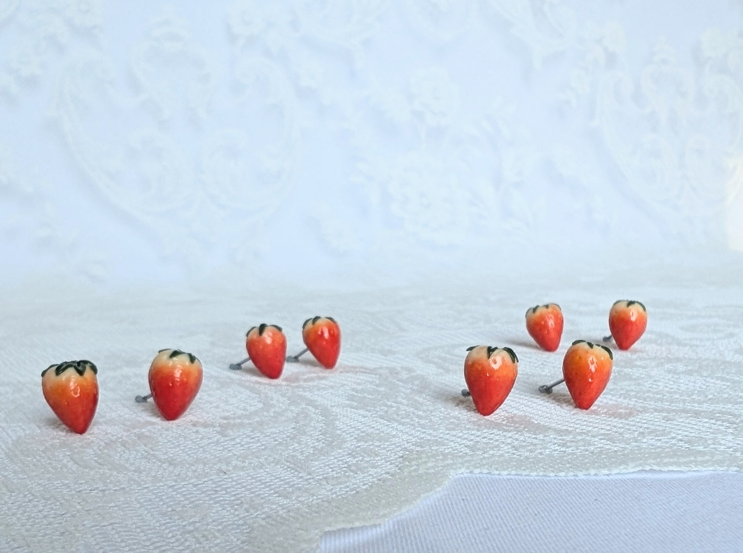 Handmade Strawberry Studs Polymer Clay