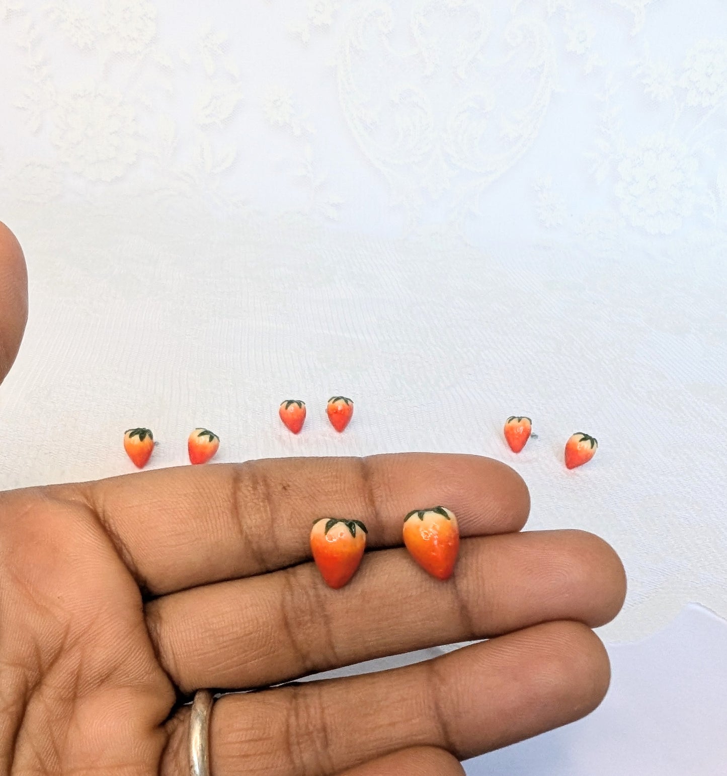 Handmade Strawberry Studs Polymer Clay