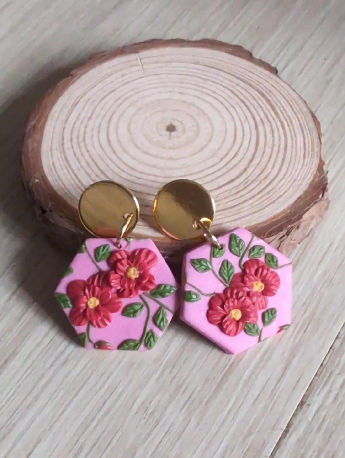 Pink floral Earrings