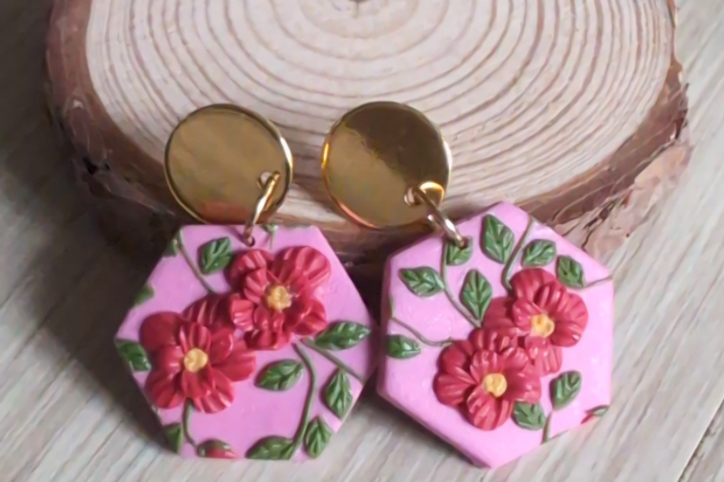 Pink floral Earrings