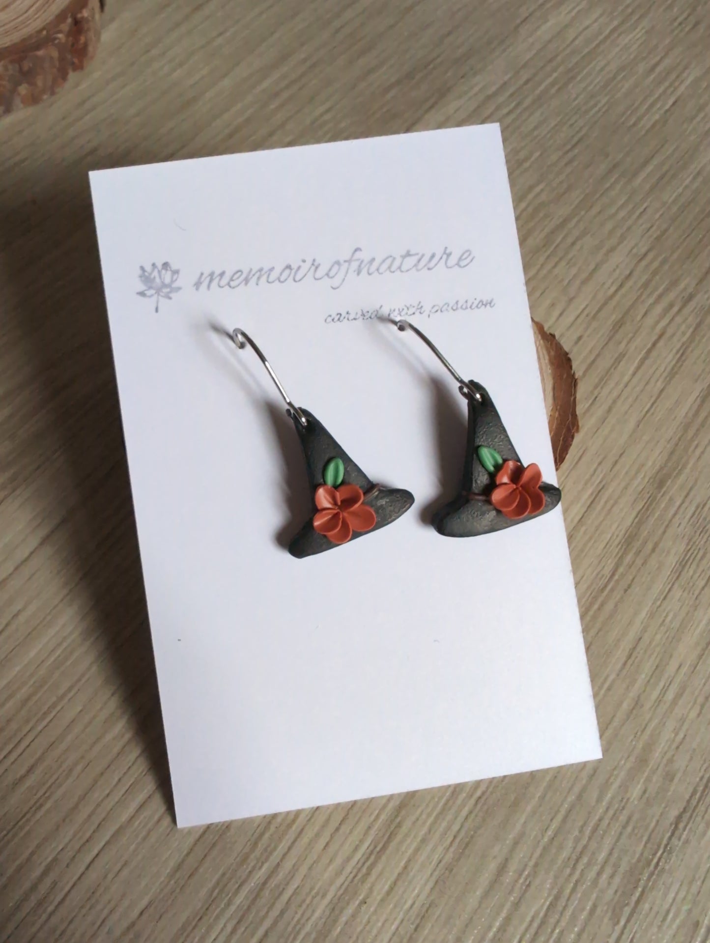 Halloween spooky witch hat earrings