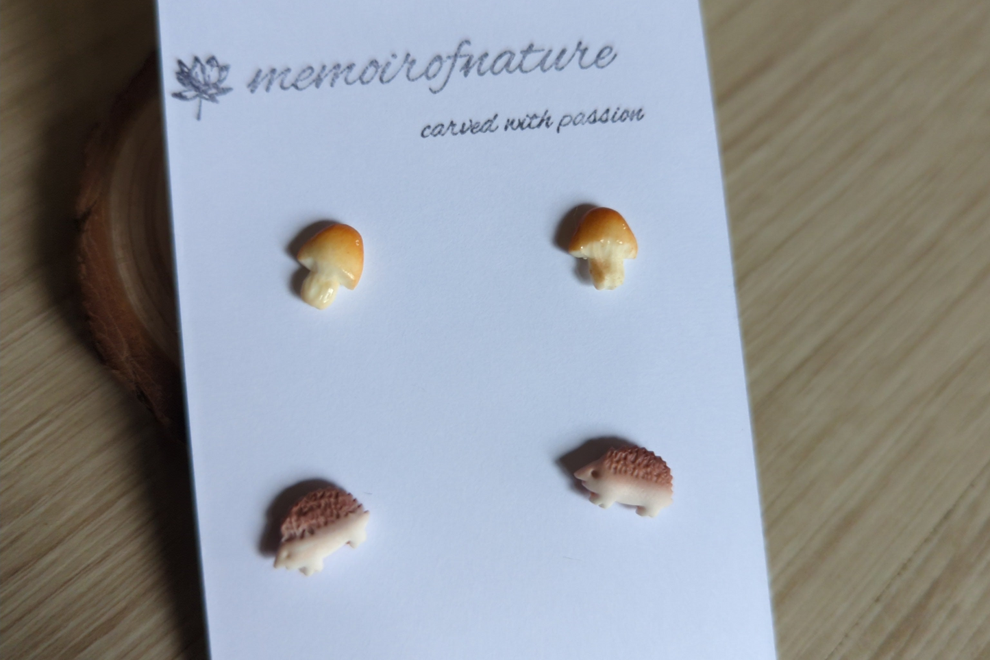 Mushrooms and Hedgehogs stud earrings